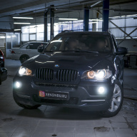 BMW X5 E70 - улучшение света фар, замена линз, полировка стекол фар