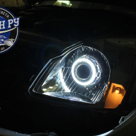 Toyota Land Cruiser Prado 120 установка линз с ангельскими глазками